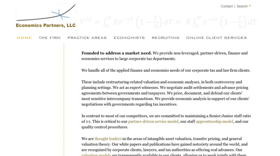 Economics Partners Website Home Page